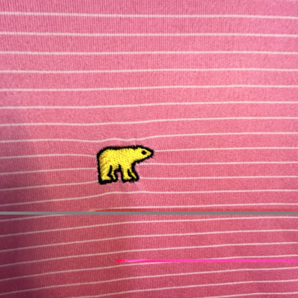 Jack Nicklaus Golden Bear Polo Men Size M Pink Striped Short Sleeve Golf Shirt - Picture 4 of 5